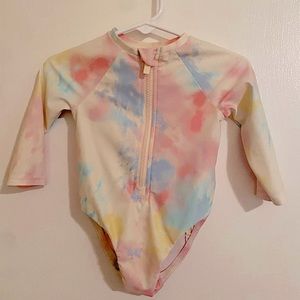 Long sleeve zip front swimsuit